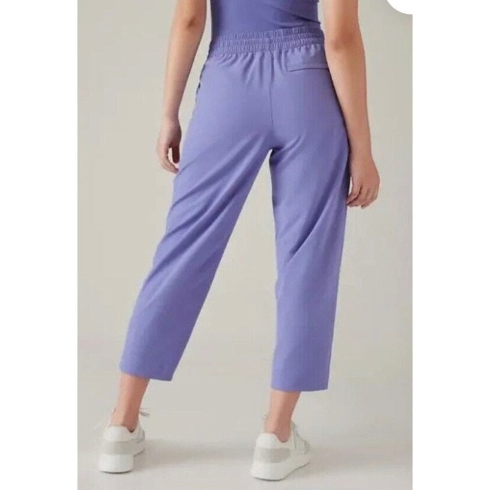 Athleta Crop Pants Womens Size 2 Arrival Purple Elastic Waist Drawstring Pull On - Picture 2 of 14